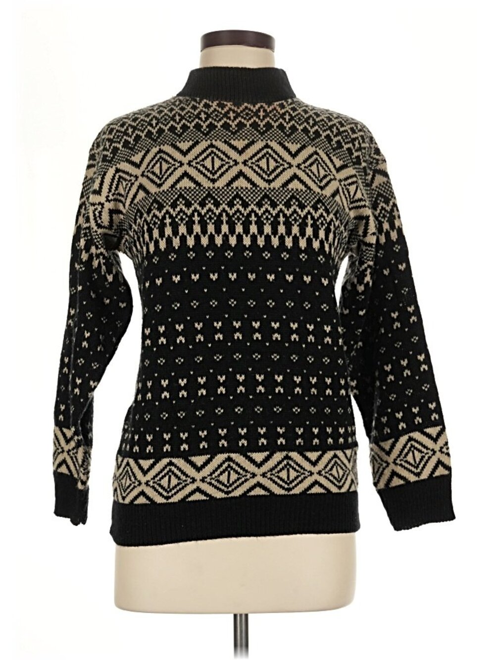 Vintage AMERICAN PRIDE SWEATER Black White 80's Geometric MEDIUM
